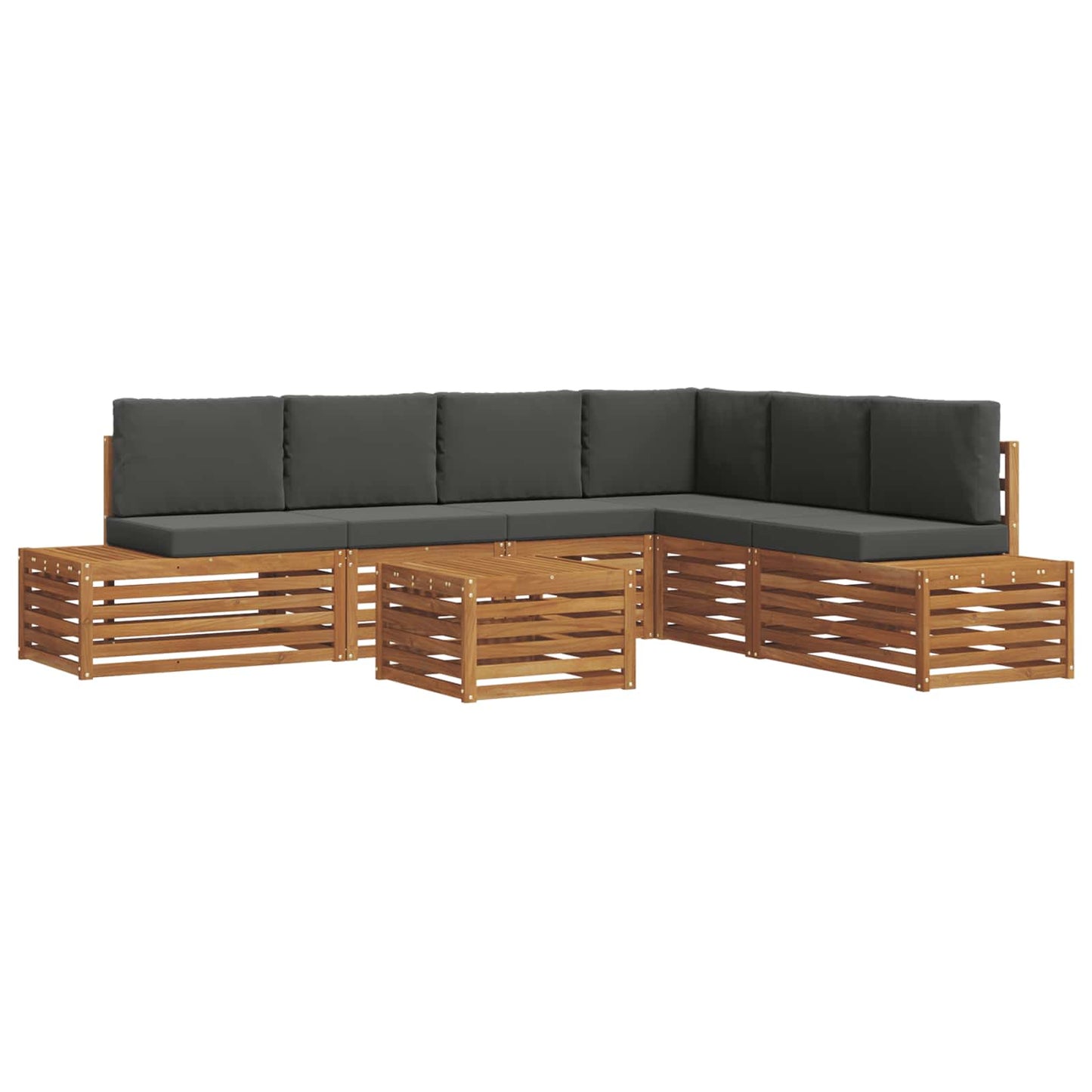 Outdoor-Sofagarnitur mit Kissen 7 Stück Natur und Anthrazit