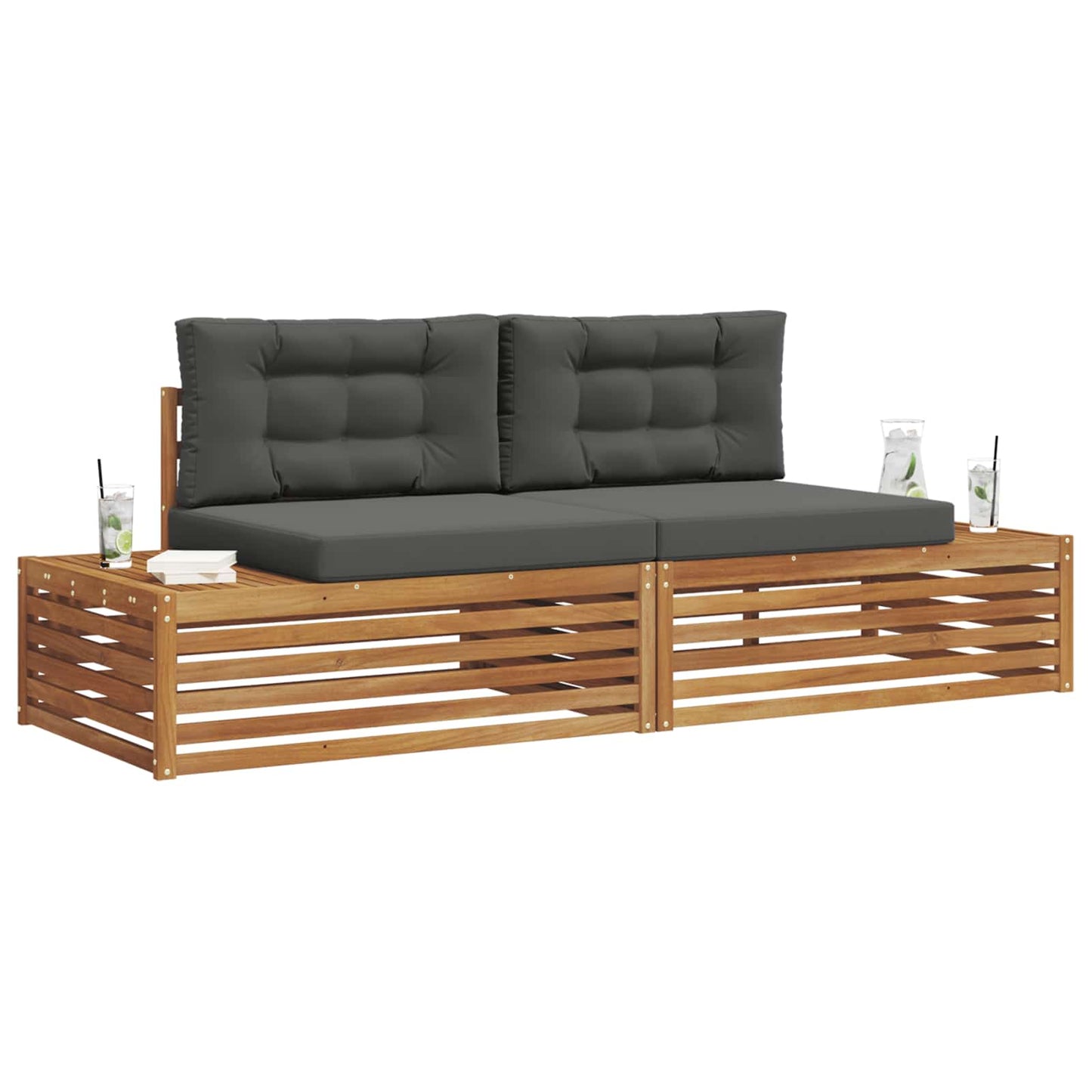 Outdoor-Sofagarnitur Natur und Anthrazit 203,5 x 83 x 73 cm