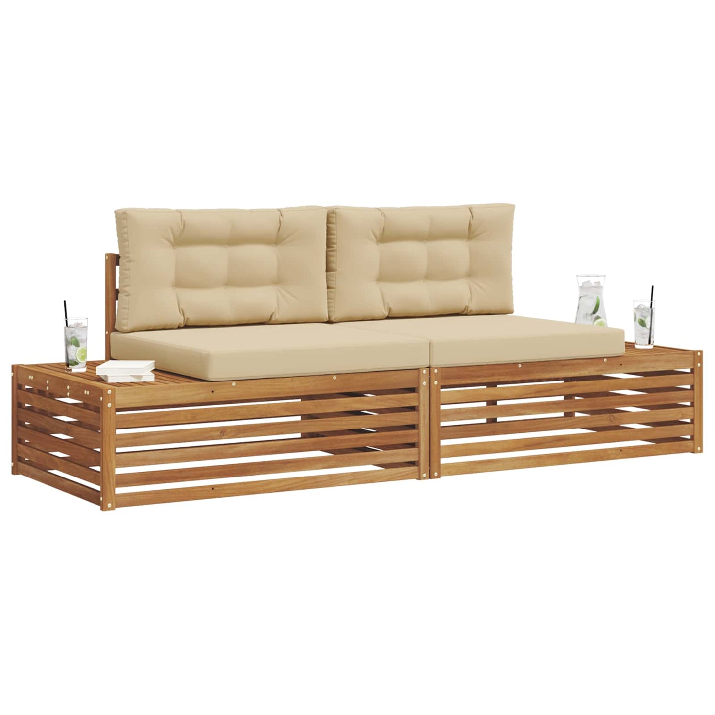 Outdoor-Sofagarnitur Natur und Beige 203,5 x 83 x 73 cm
