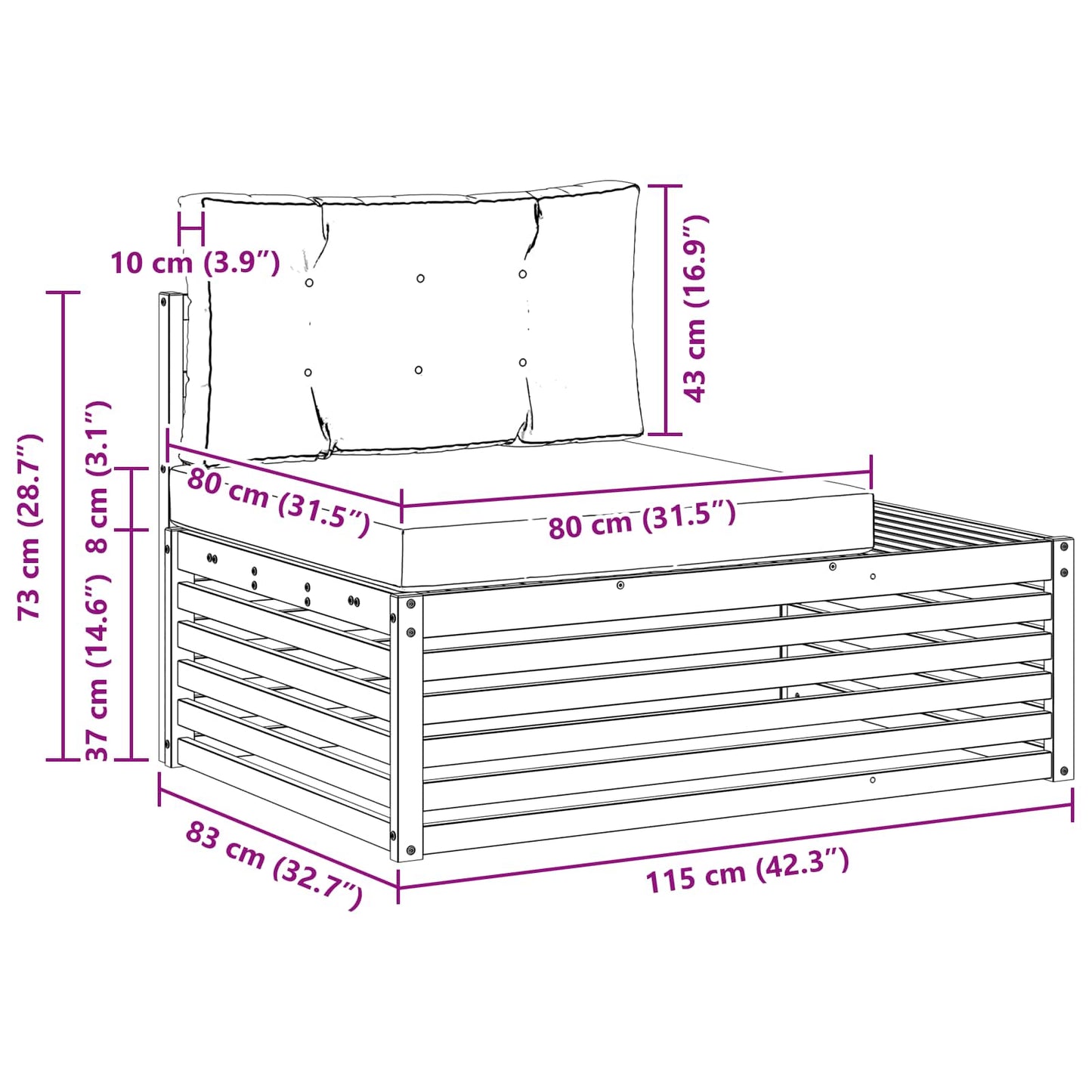 Outdoor-Sofagarnitur Natur und Beige 203,5 x 83 x 73 cm