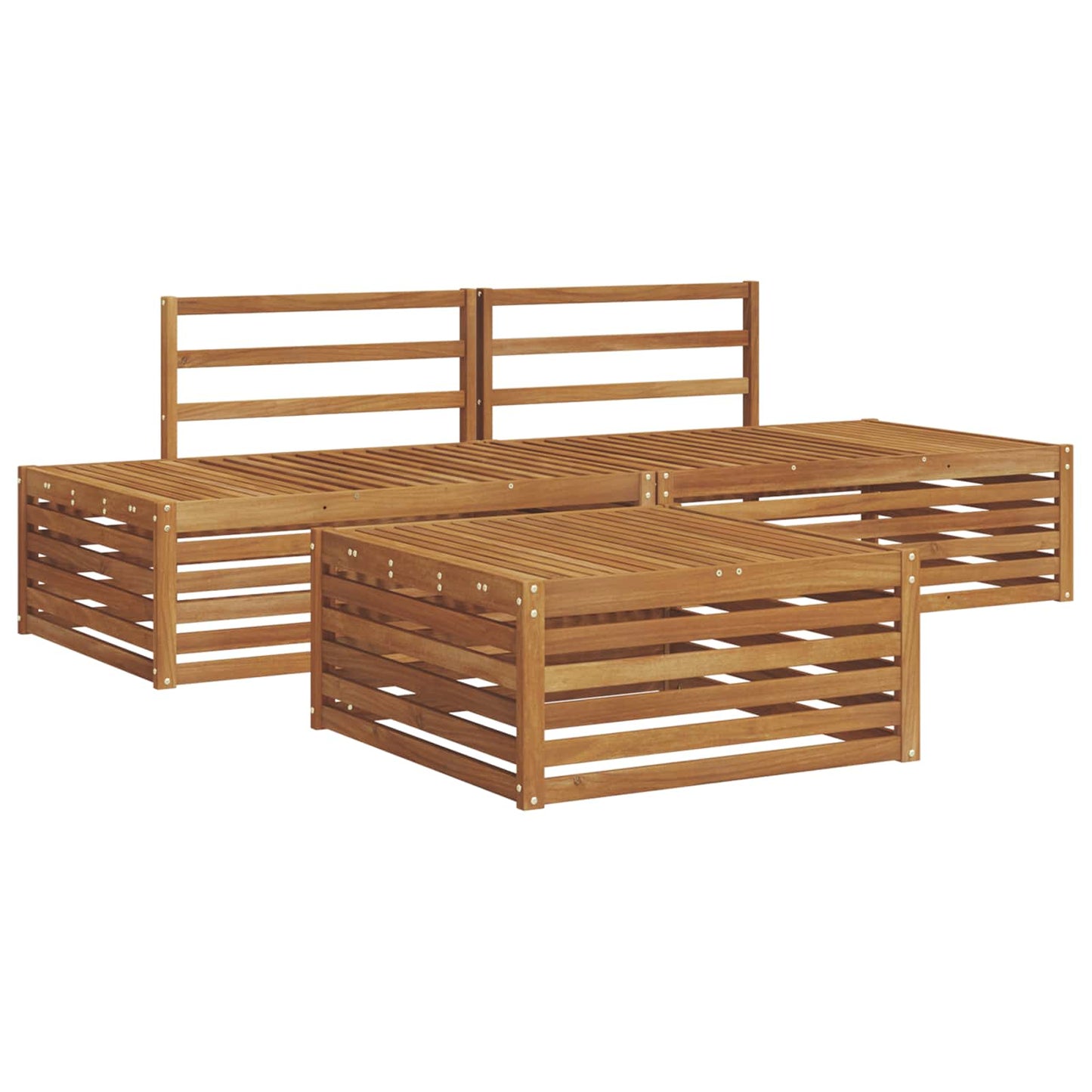 Outdoor-Sofagarnitur 3 Stück Natur Massivholz Akazie