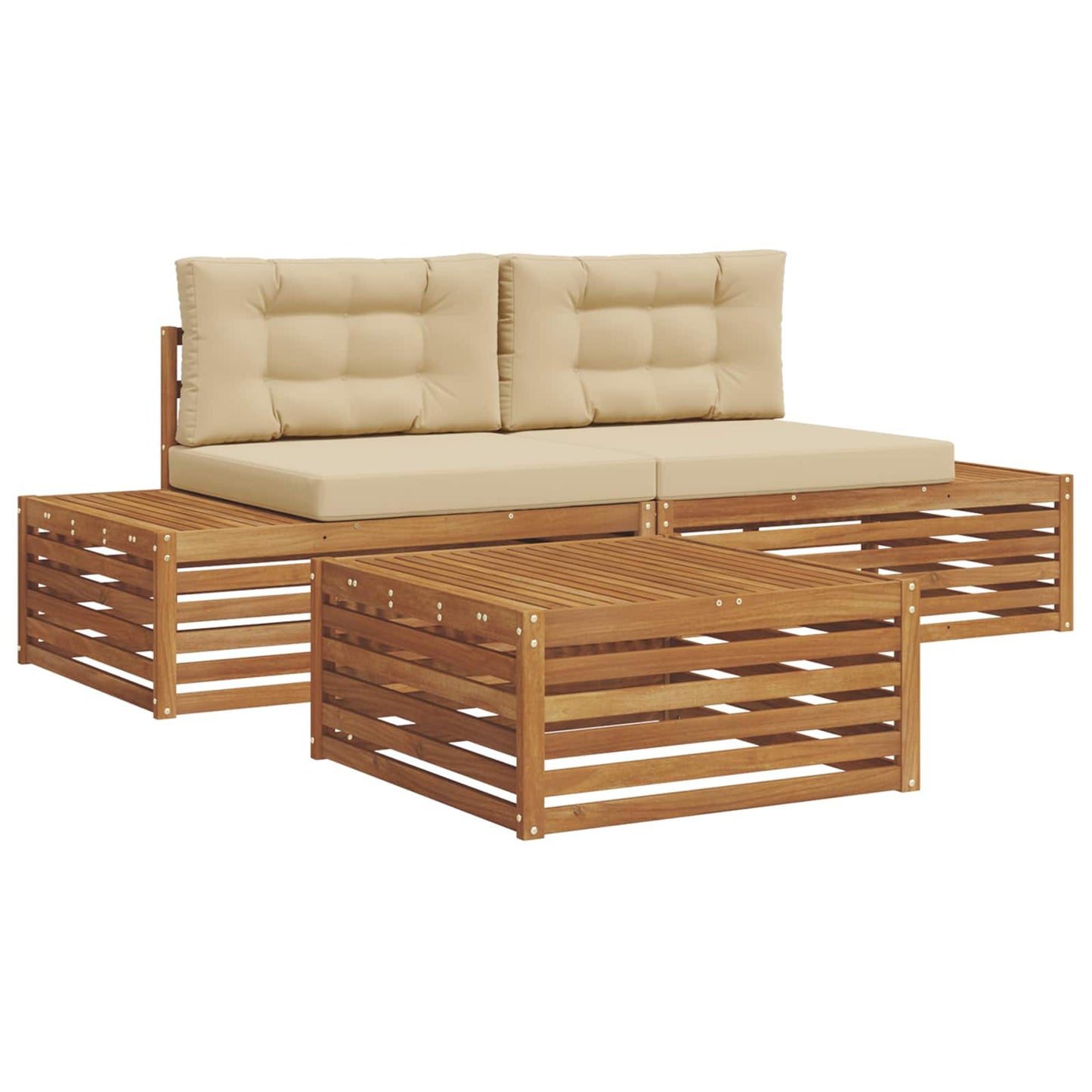 Outdoor-Sofagarnitur mit Kissen 3 Stück Natur und Beige
