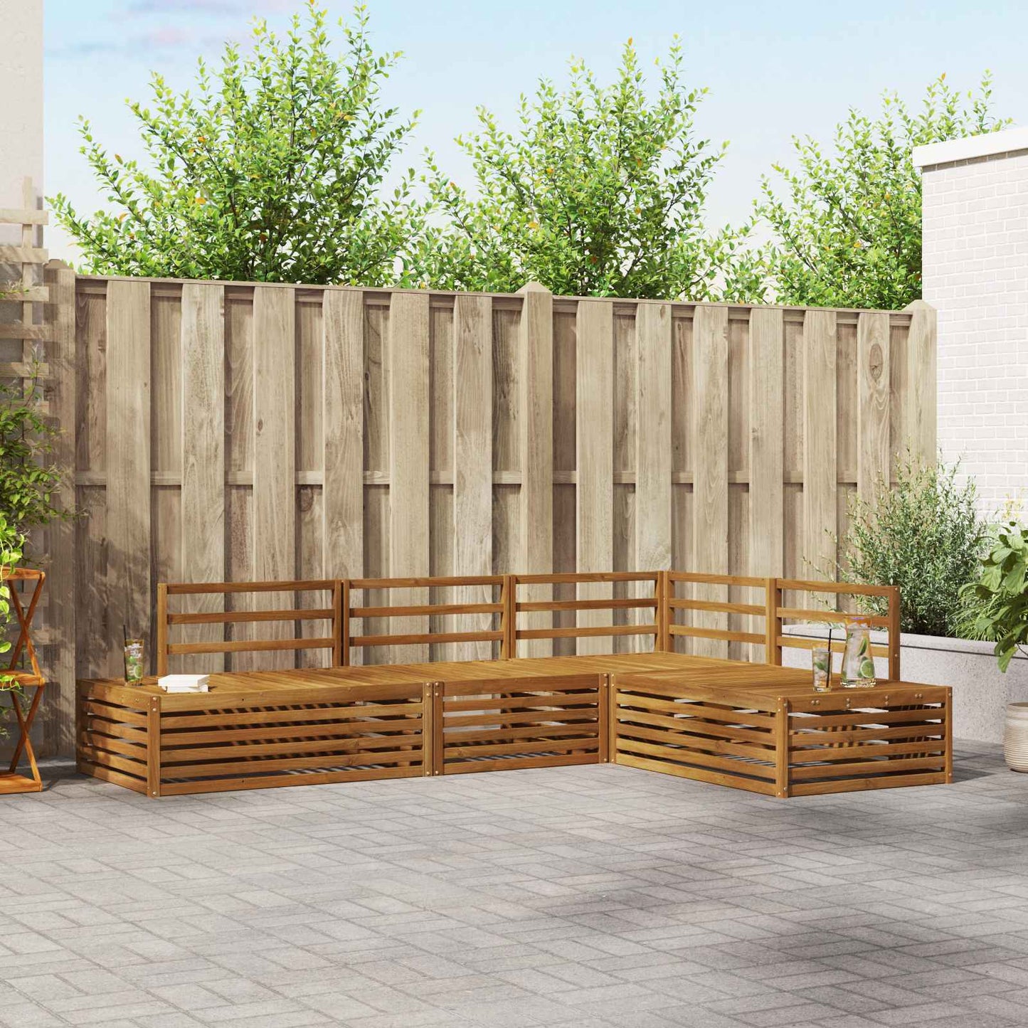 Outdoor-Sofagarnitur 4 Stück Natur Massivholz Akazie