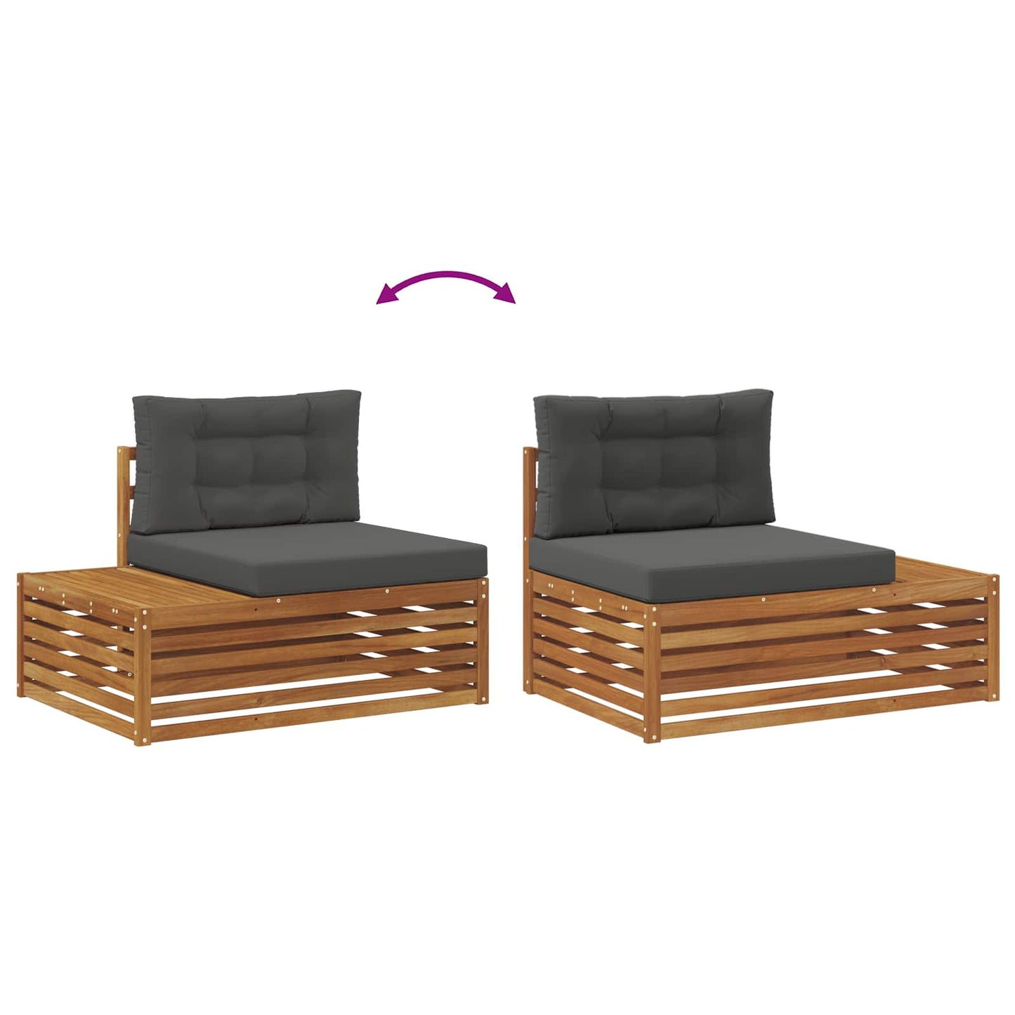Outdoor-Sofagarnitur mit Kissen 5 Stück Natur und Anthrazit