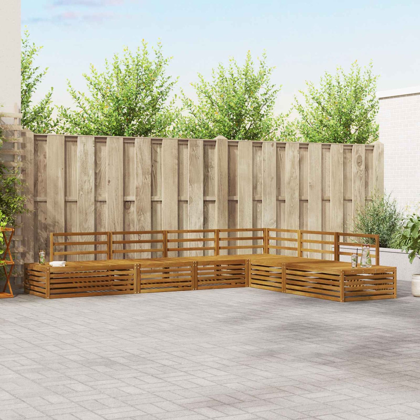 Outdoor-Sofagarnitur 6 Stück Natur Massivholz Akazie