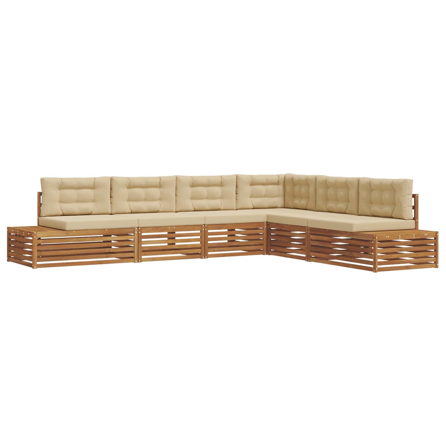 Outdoor-Sofagarnitur mit Kissen 6 Stück Natur und Beige