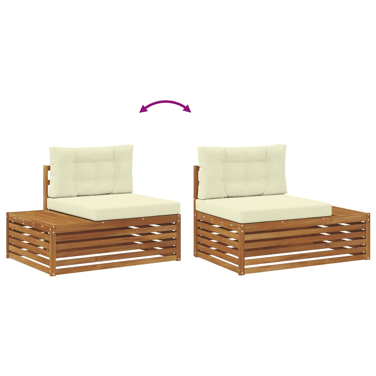 Outdoor-Sofagarnitur mit Kissen 7 Stück Natur und Creme