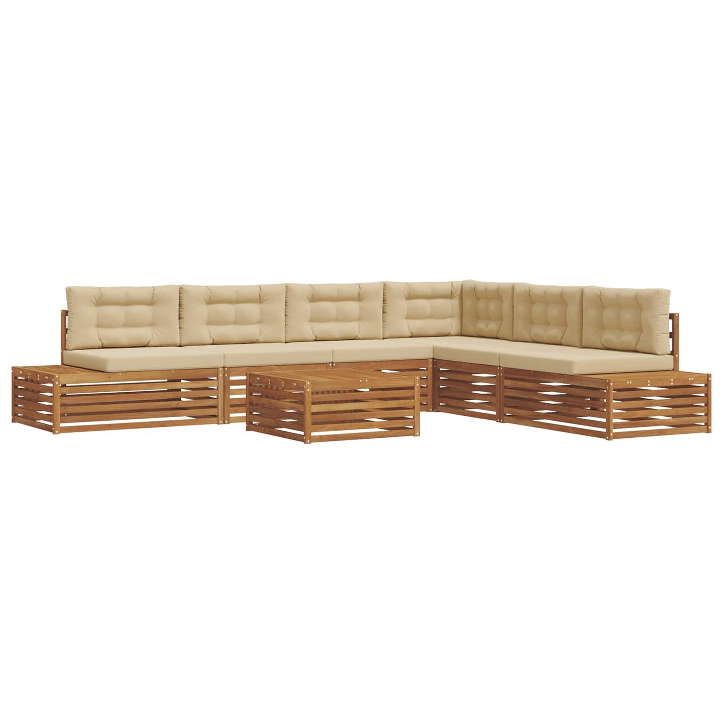Outdoor-Sofagarnitur mit Kissen 7 Stück Natur und Beige