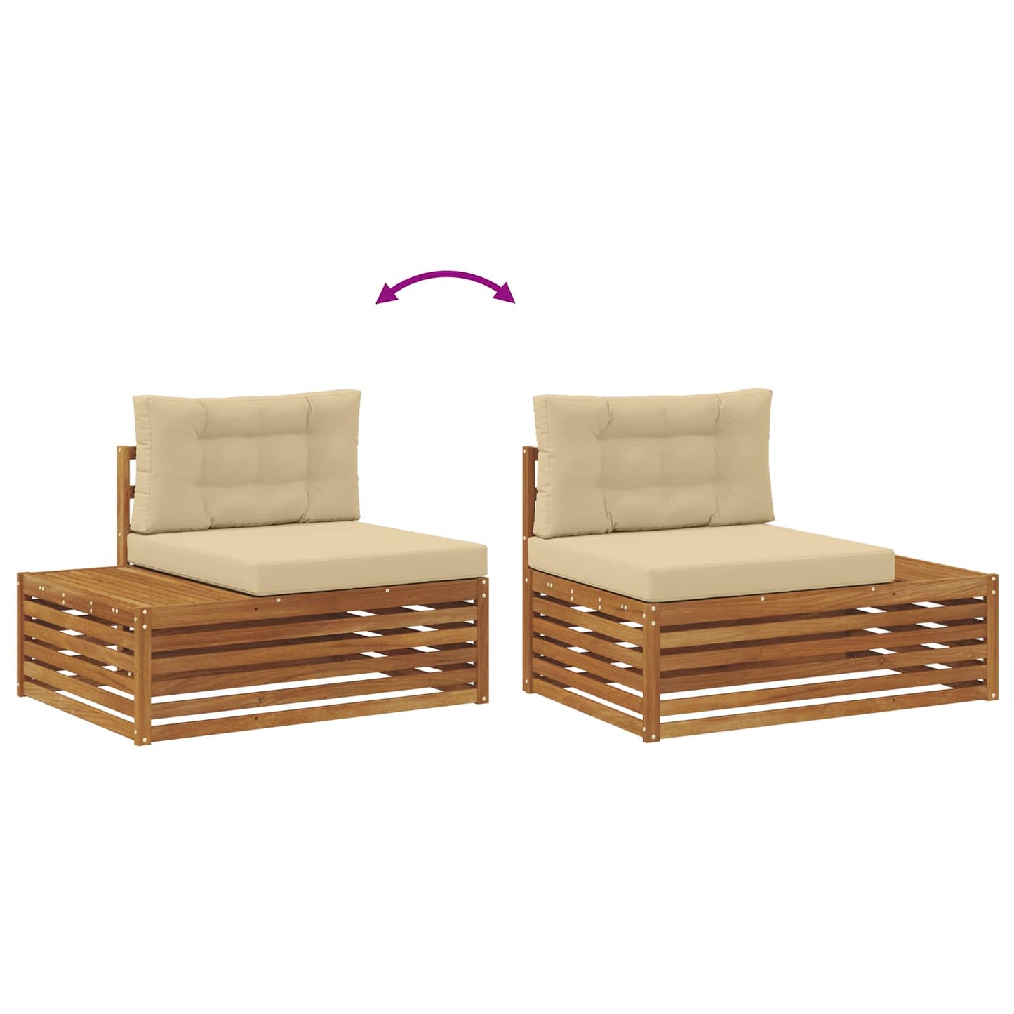 Outdoor-Sofagarnitur mit Kissen 7 Stück Natur und Beige