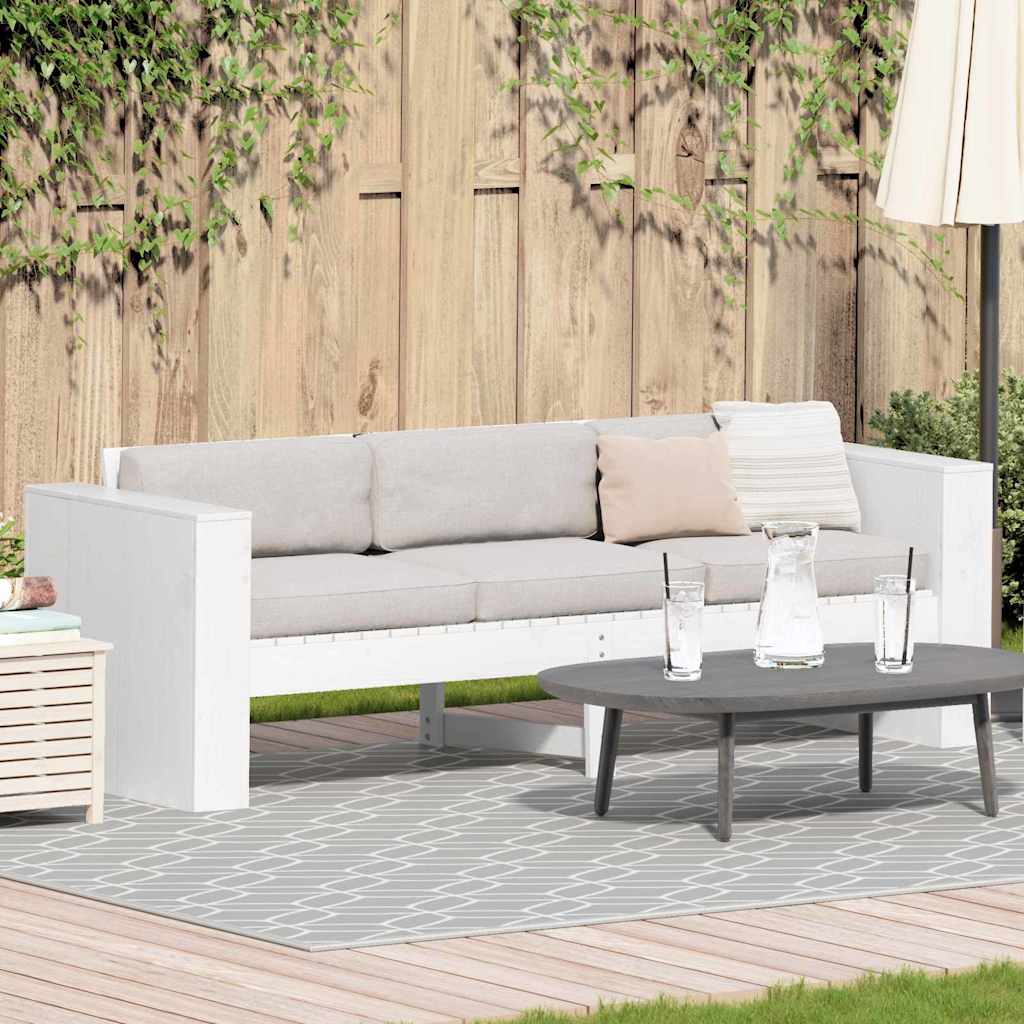 Garten-Sofa Weiß 185,5 x 60 x 62 cm Massives Kiefernholz