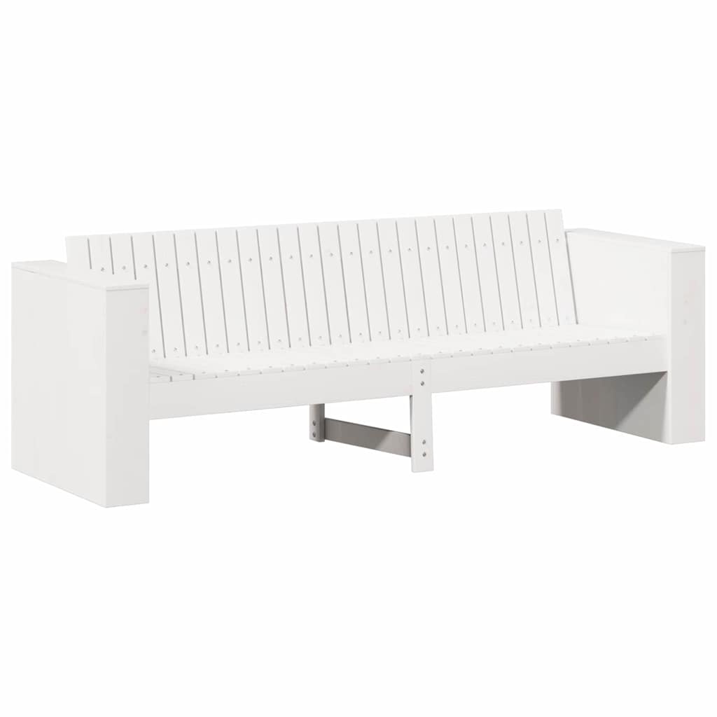 Garten-Sofa Weiß 185,5 x 60 x 62 cm Massives Kiefernholz