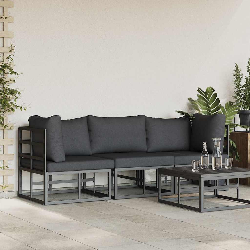 Gartenmöbel mit Kissen 3 Stück Schwarz und Anthrazit Metall