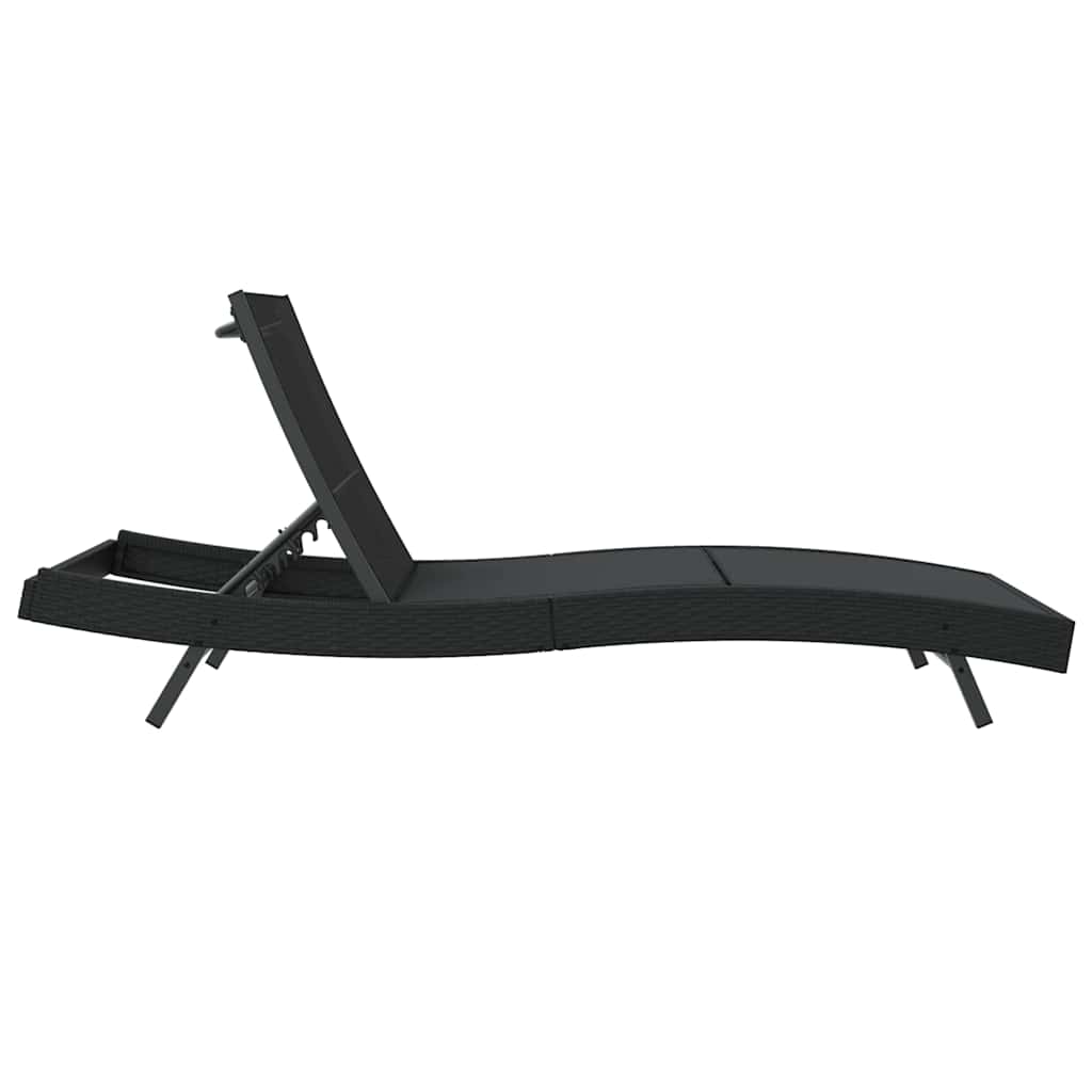 Sonnenliege Schwarz 197 x 70 x 82 cm Poly-Rattan