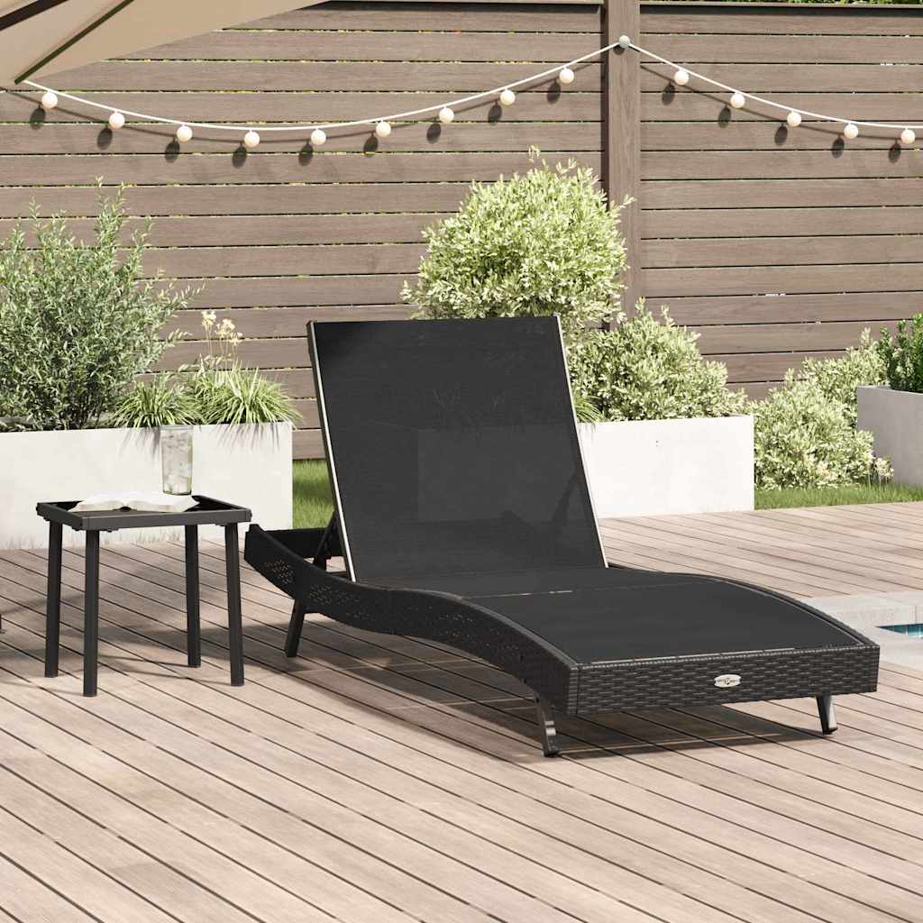 Sonnenliege 2 pcs Schwarz Poly-Rattan