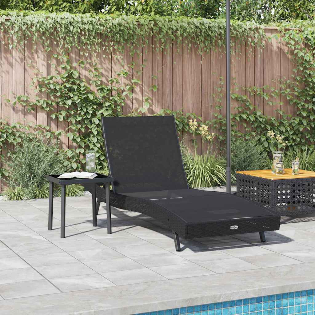Sonnenliege 2 pcs Schwarz Poly-Rattan