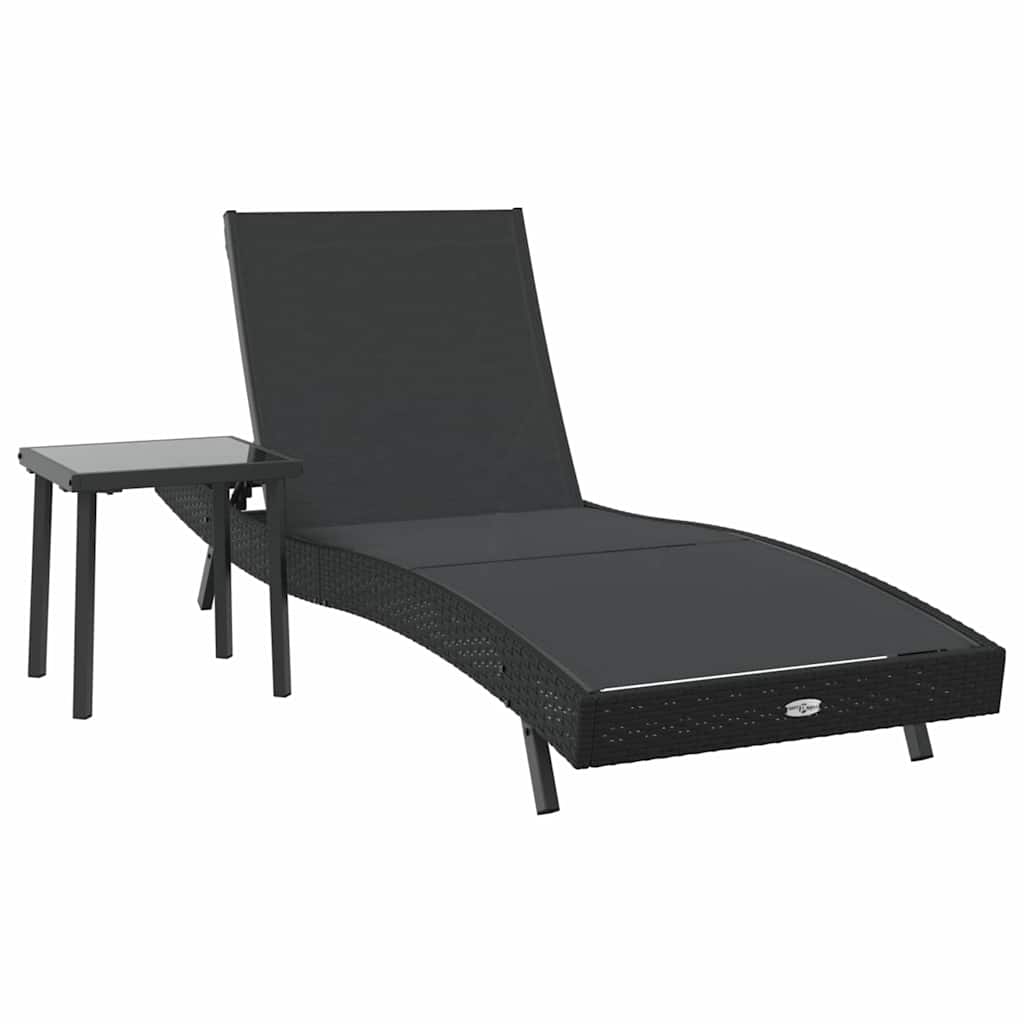 Sonnenliege 2 pcs Schwarz Poly-Rattan