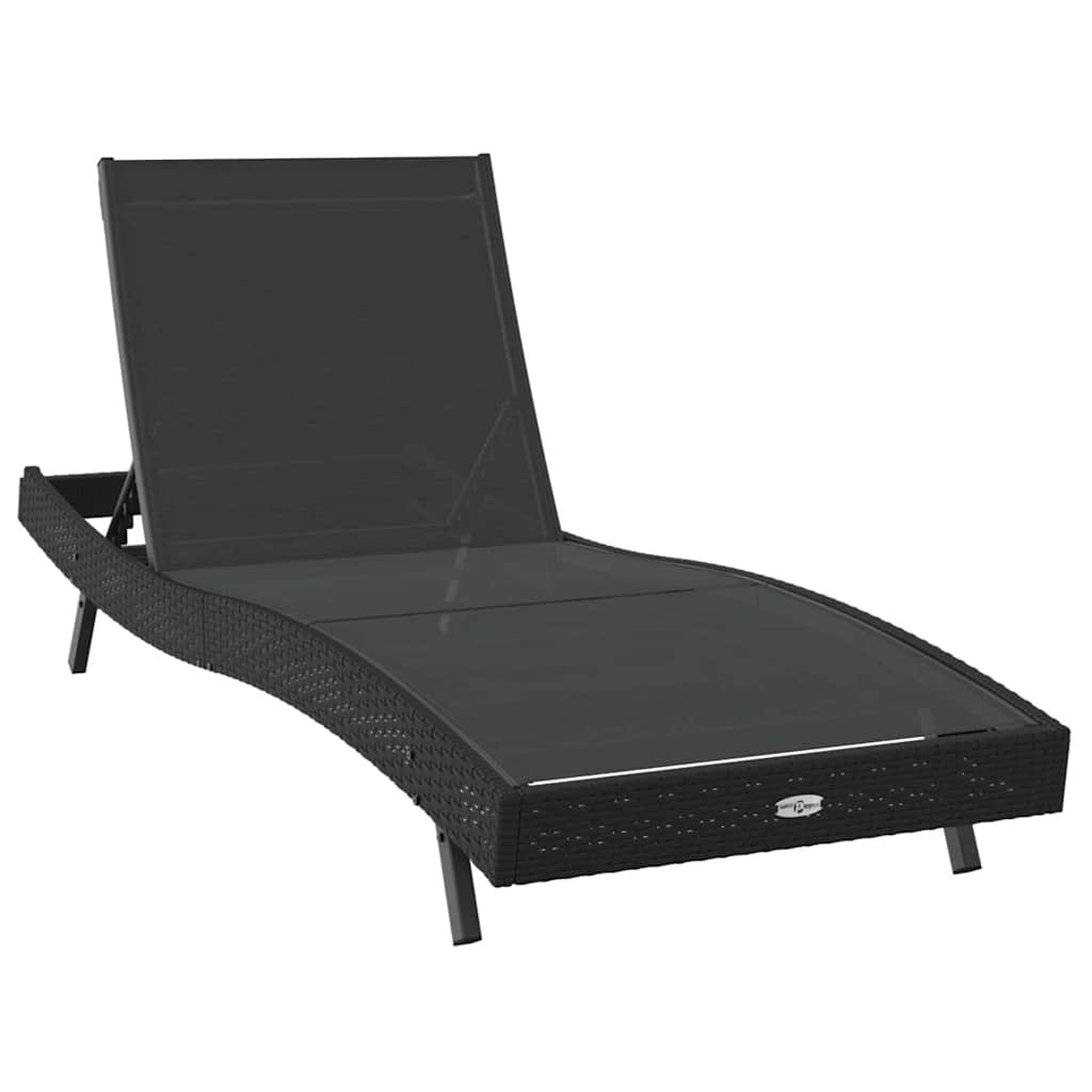 Sonnenliege 2 pcs Schwarz Poly-Rattan