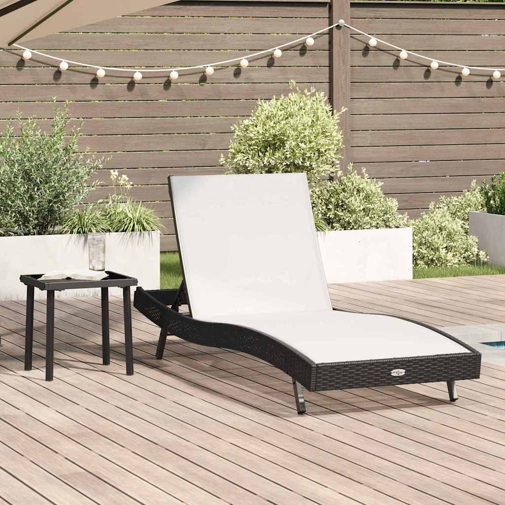 Sonnenliege 2 pcs Schwarz und Weiß Poly-Rattan
