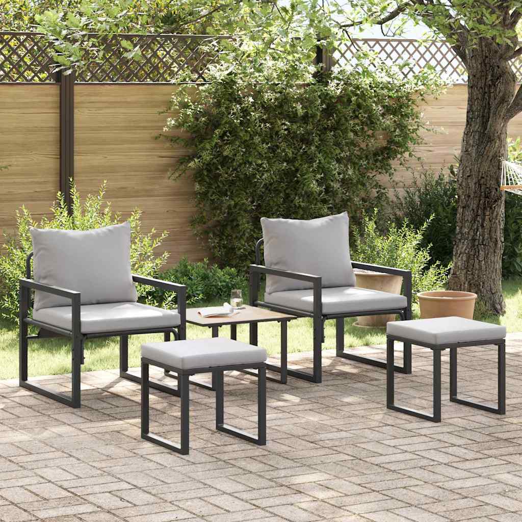 gartenmöbel mit Kissen mit Kissen 4 pcs Hellgrau Polyester