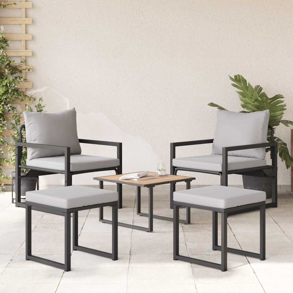 gartenmöbel mit Kissen mit Kissen 4 pcs Hellgrau Polyester