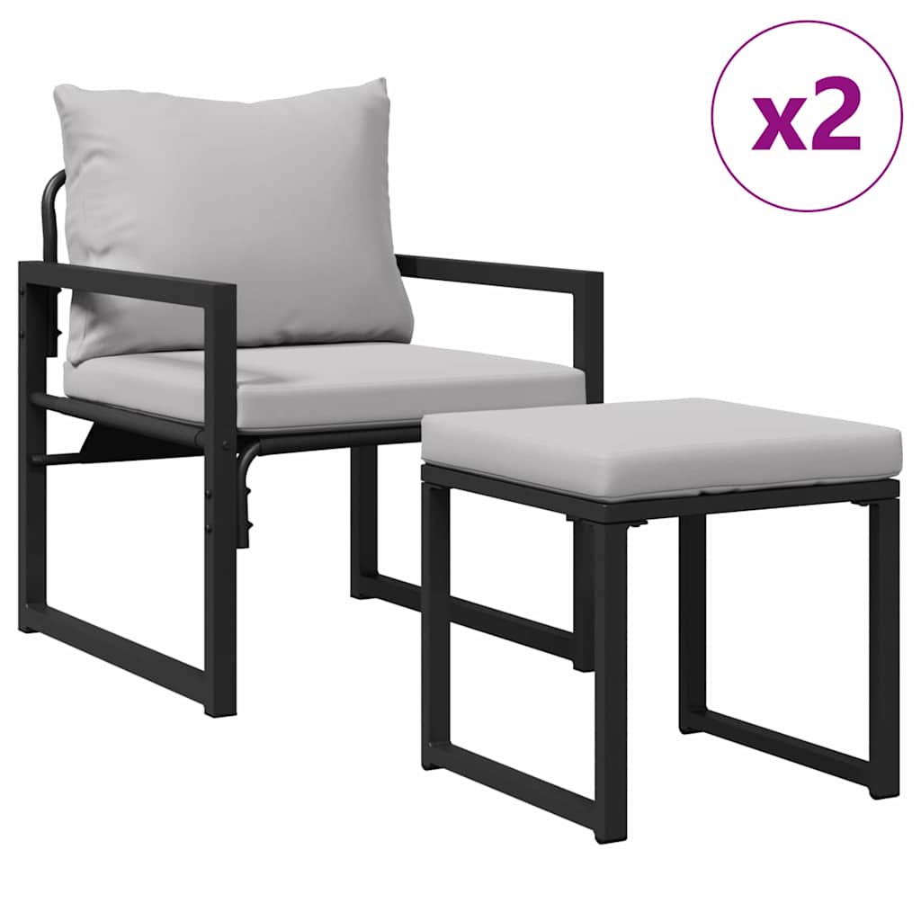 gartenmöbel mit Kissen mit Kissen 4 pcs Hellgrau Polyester