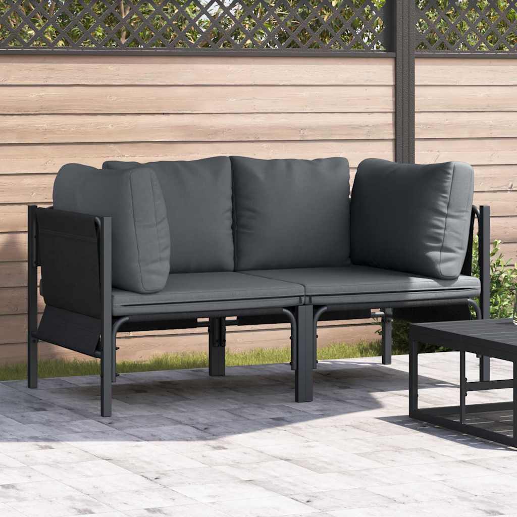 Gartenmöbel mit Kissen 2 Stück Anthrazit 80 x 80 x 71 cm Stahl