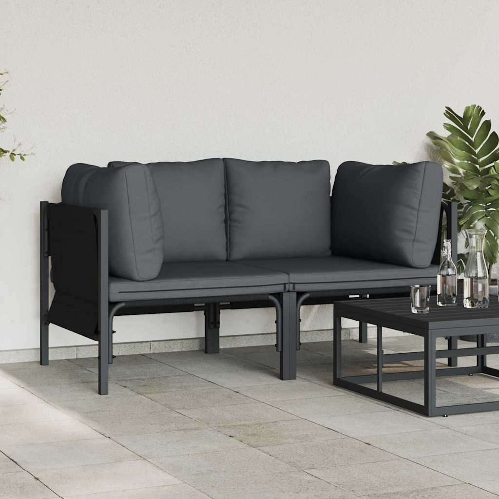 Gartenmöbel mit Kissen 2 Stück Anthrazit 80 x 80 x 71 cm Stahl