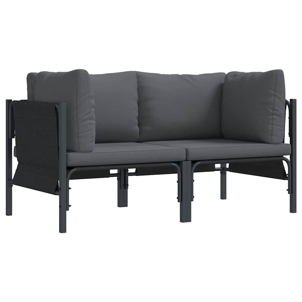 Gartenmöbel mit Kissen 2 Stück Anthrazit 80 x 80 x 71 cm Stahl