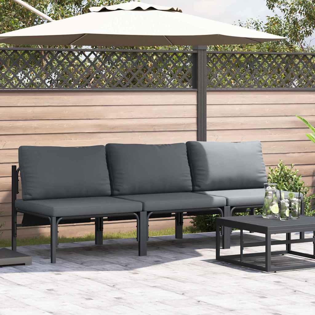 Gartenmöbel mit Kissen 3 Stück Anthrazit 80 x 80 x 71 cm Stahl