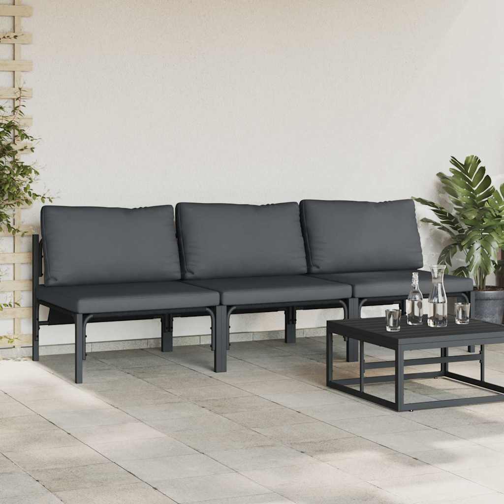 Gartenmöbel mit Kissen 3 Stück Anthrazit 80 x 80 x 71 cm Stahl