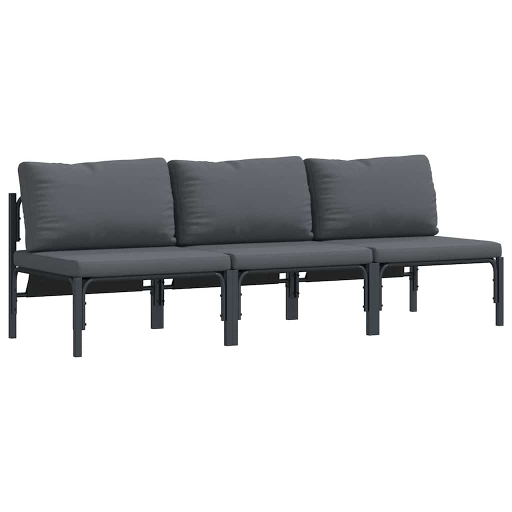 Gartenmöbel mit Kissen 3 Stück Anthrazit 80 x 80 x 71 cm Stahl