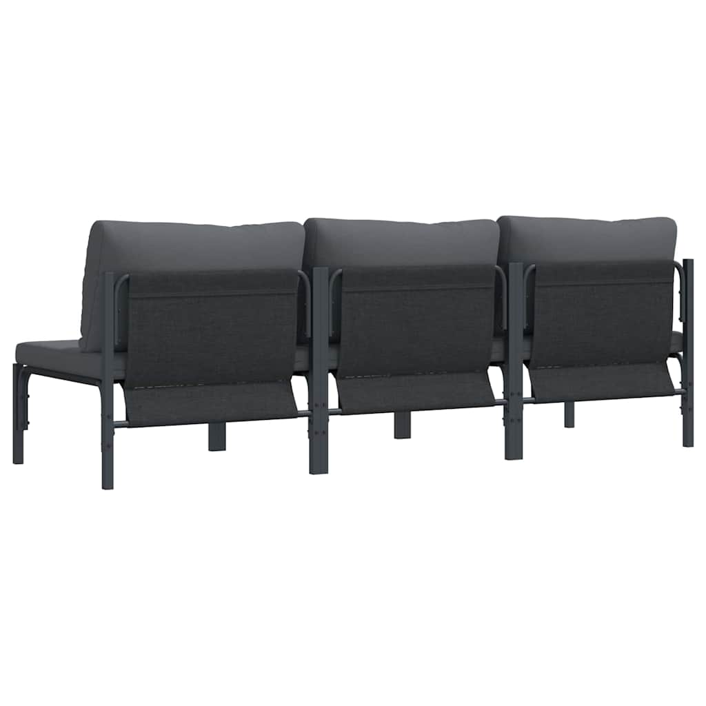 Gartenmöbel mit Kissen 3 Stück Anthrazit 80 x 80 x 71 cm Stahl