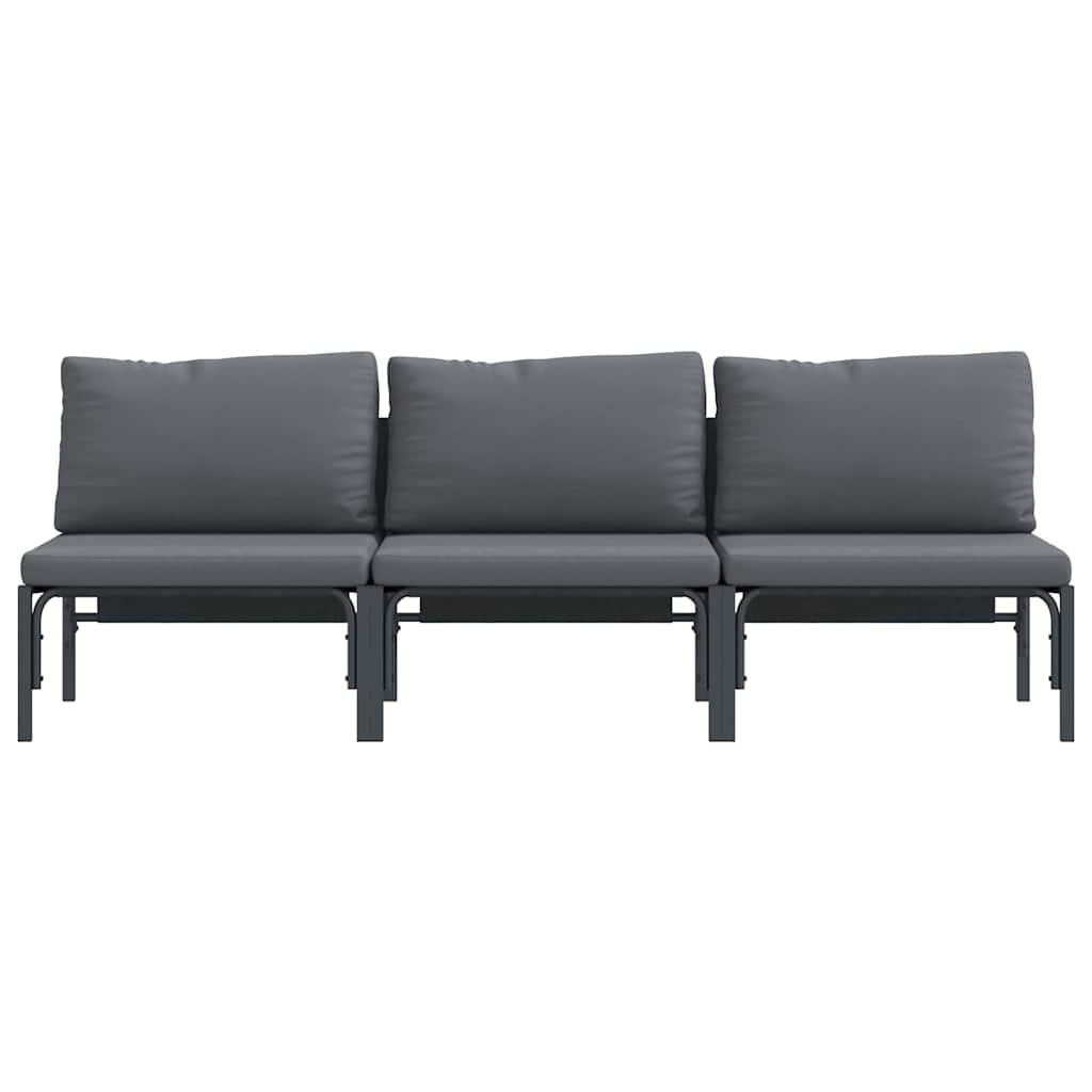 Gartenmöbel mit Kissen 3 Stück Anthrazit 80 x 80 x 71 cm Stahl