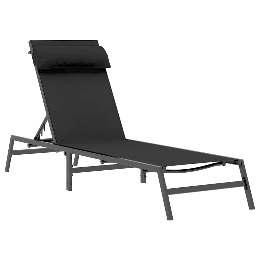 Sonnenliegen 2-Person 3 pcs Schwarz und Anthrazit Stahl