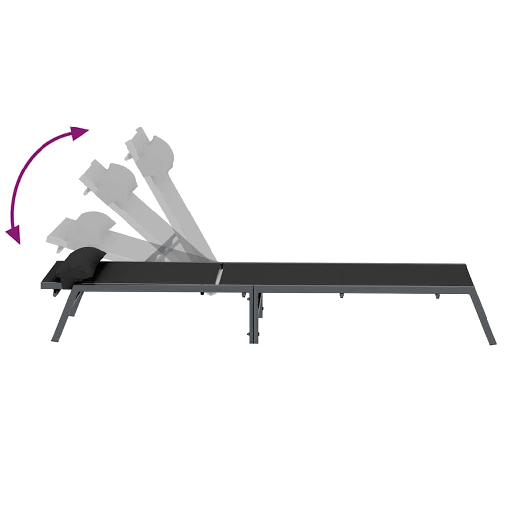 Sonnenliegen 2-Person 3 pcs Schwarz und Anthrazit Stahl