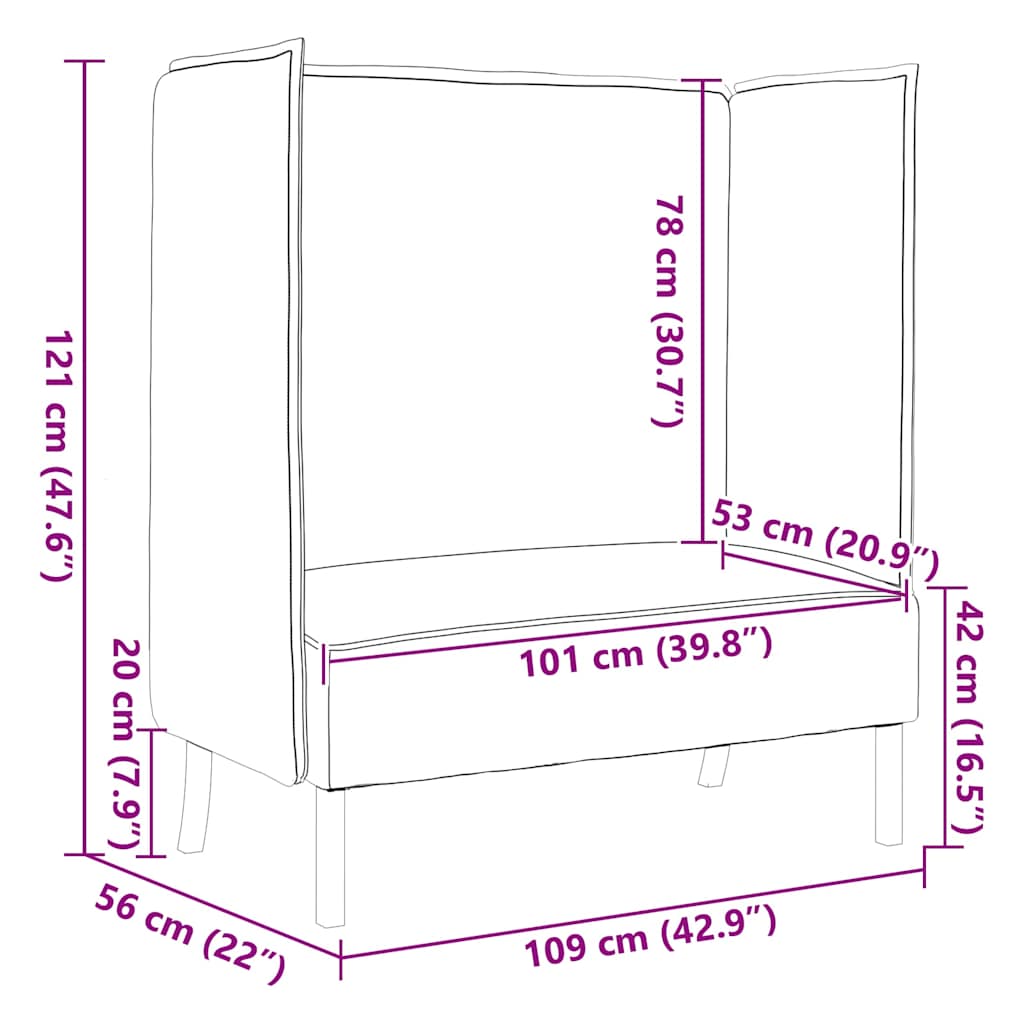 Hoher Rücken Sofa 101cm Blau Stoff