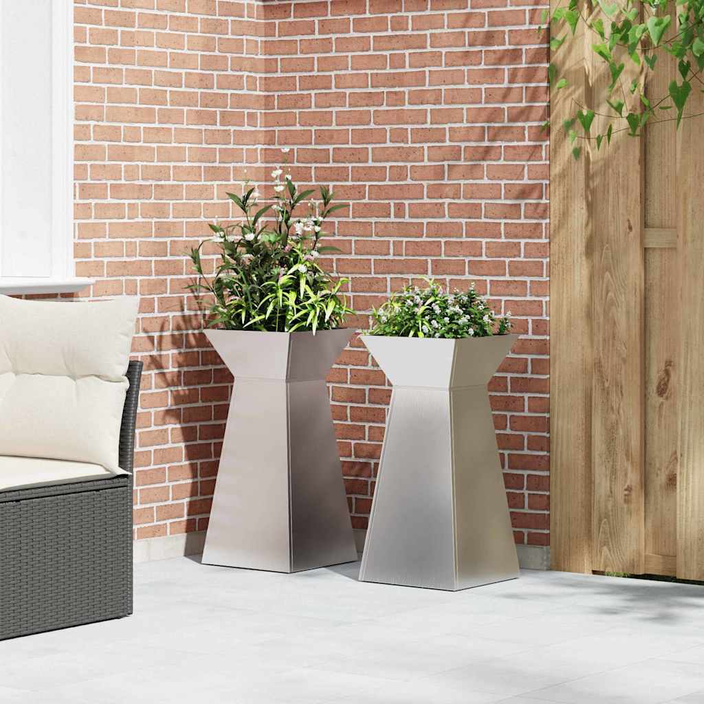 Säulen Pflanzer 2 pcs Silber 35 x 35 x 73 cm