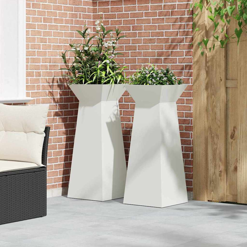 Säulen Pflanzer 2 pcs Weiß 40 x 40 x 100 cm