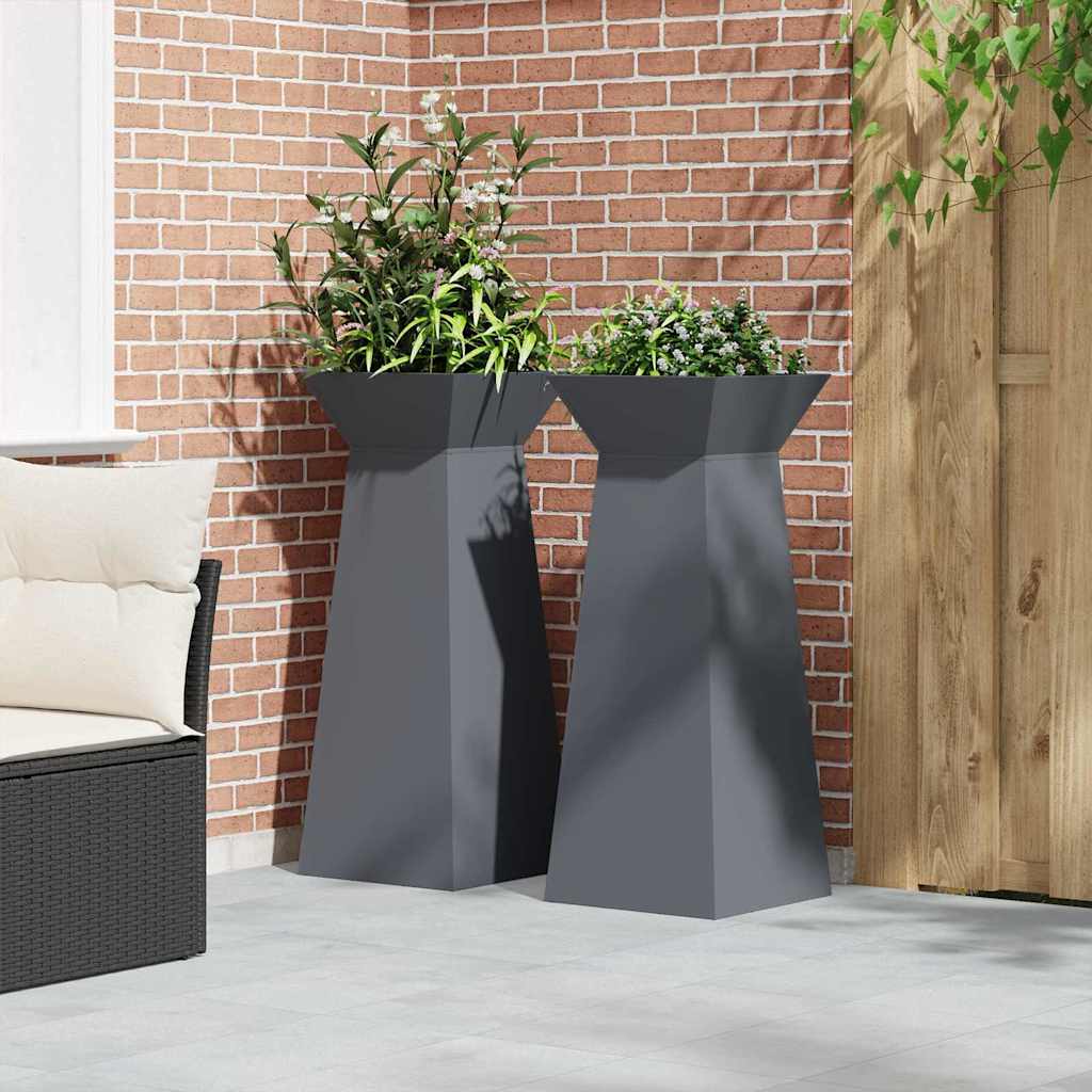 Säulen Pflanzer 2 pcs Anthrazit 40 x 40 x 100 cm