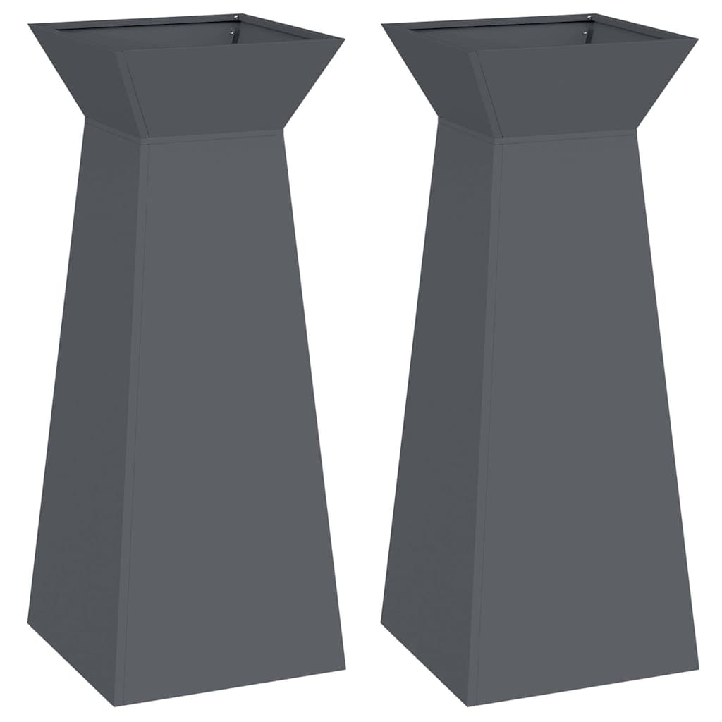 Säulen Pflanzer 2 pcs Anthrazit 40 x 40 x 100 cm
