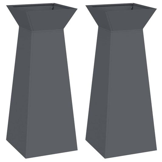 Säulen Pflanzer 2 pcs Anthrazit 40 x 40 x 100 cm