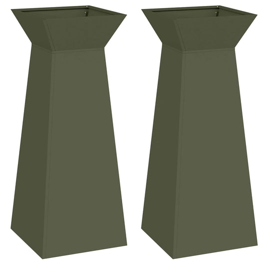 Säulen Pflanzer 2 pcs Oliv 40 x 40 x 100 cm
