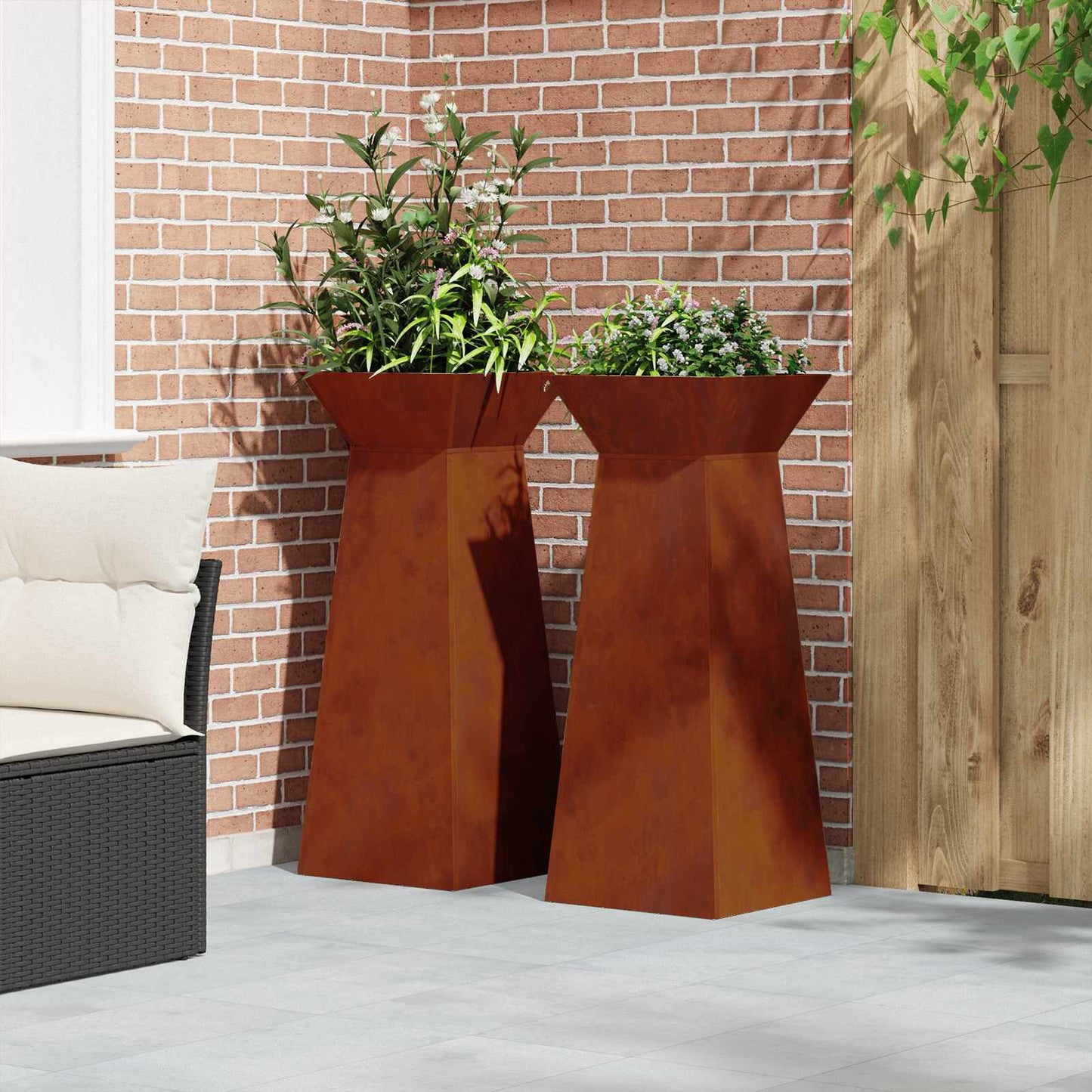 Säulen Pflanzer 2 pcs Silber 40 x 40 x 100 cm Wetterfeststahl