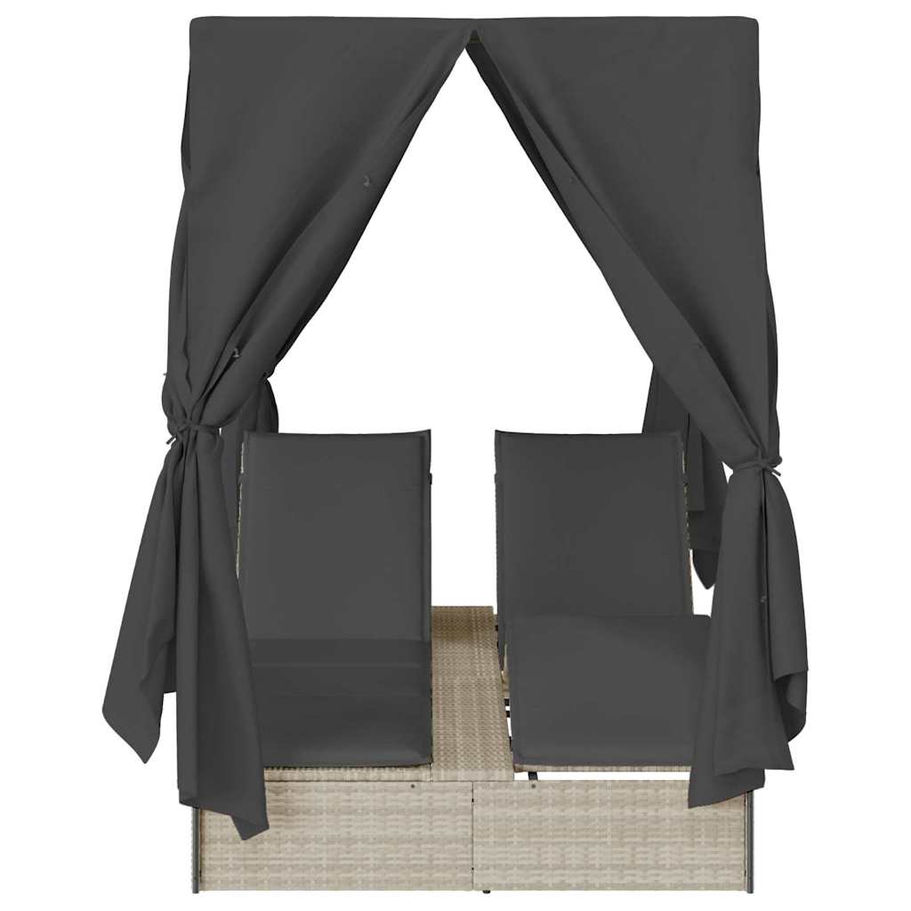 Doppelte Sonnenliege Hellgrau 205 x 129 x 200 cm Poly-Rattan