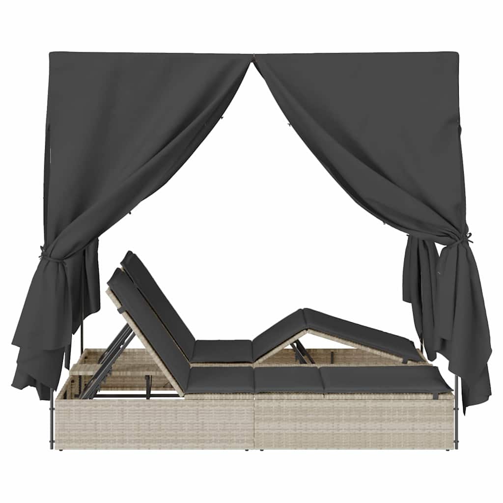 Doppelte Sonnenliege Hellgrau 205 x 129 x 200 cm Poly-Rattan