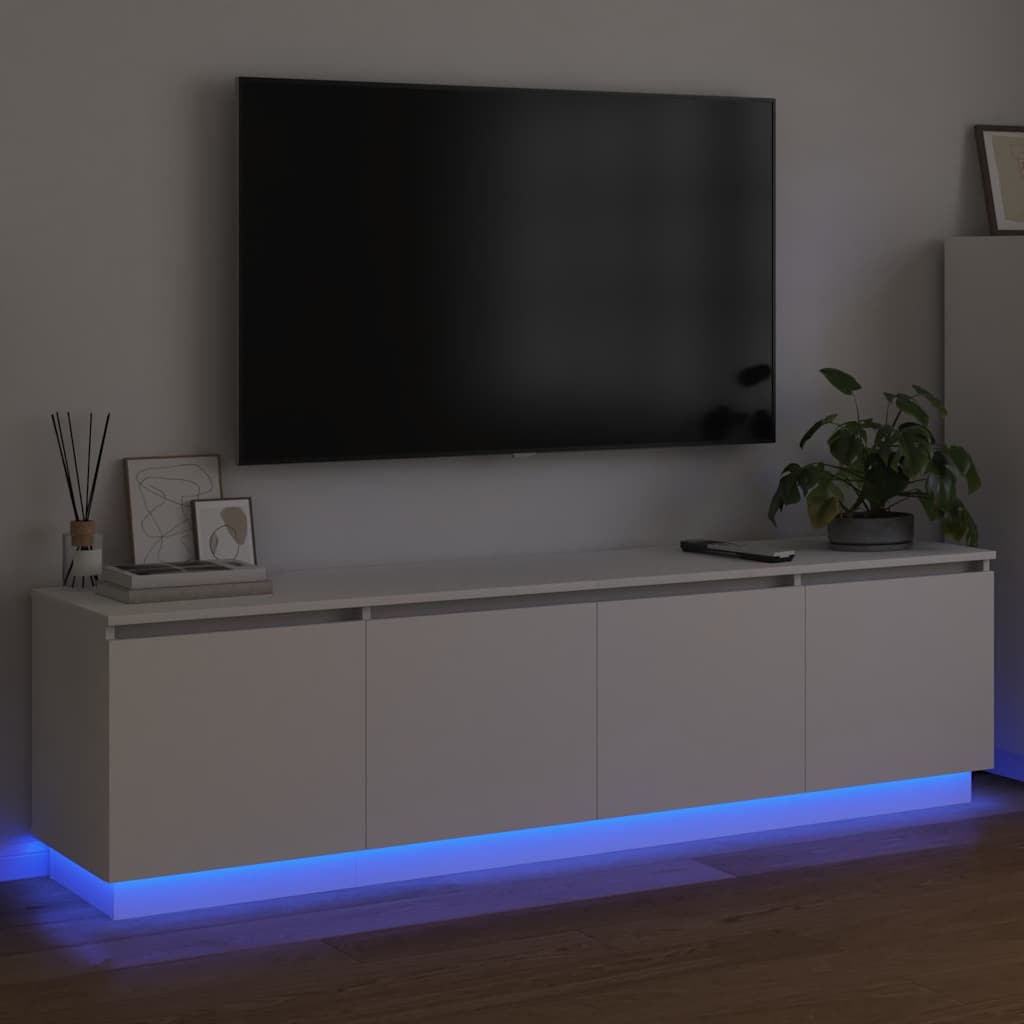 TV-Schränk mit LED Weiß 180 x 38 x 49 cm Holzwerkstoff