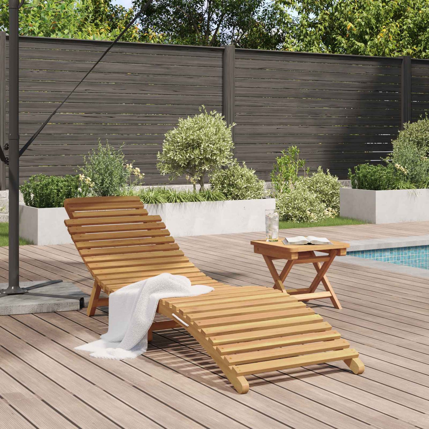 Sonnenliege Braun 198 x 55 x 58,5 cm Massivholz Teak