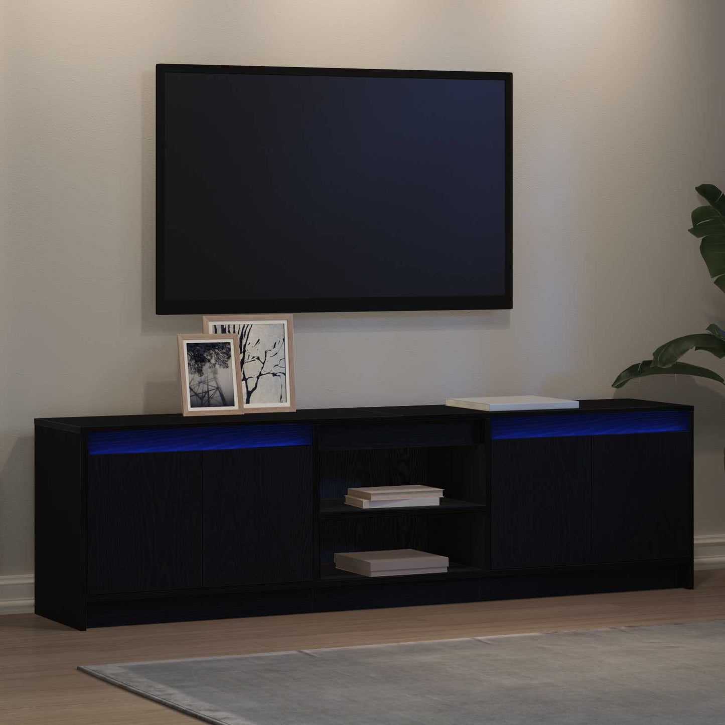 TV-Einheiten 2 pcs Schwarz 180 x 34 x 50 cm Holzwerkstoff