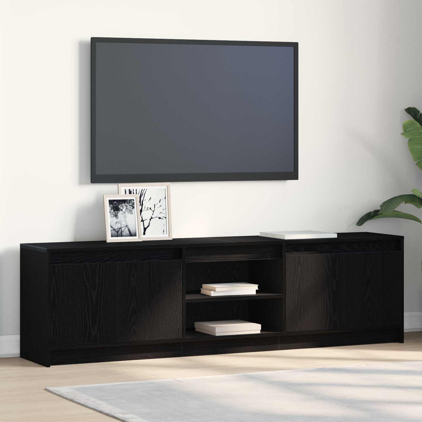 TV-Einheiten 2 pcs Schwarz 180 x 34 x 50 cm Holzwerkstoff