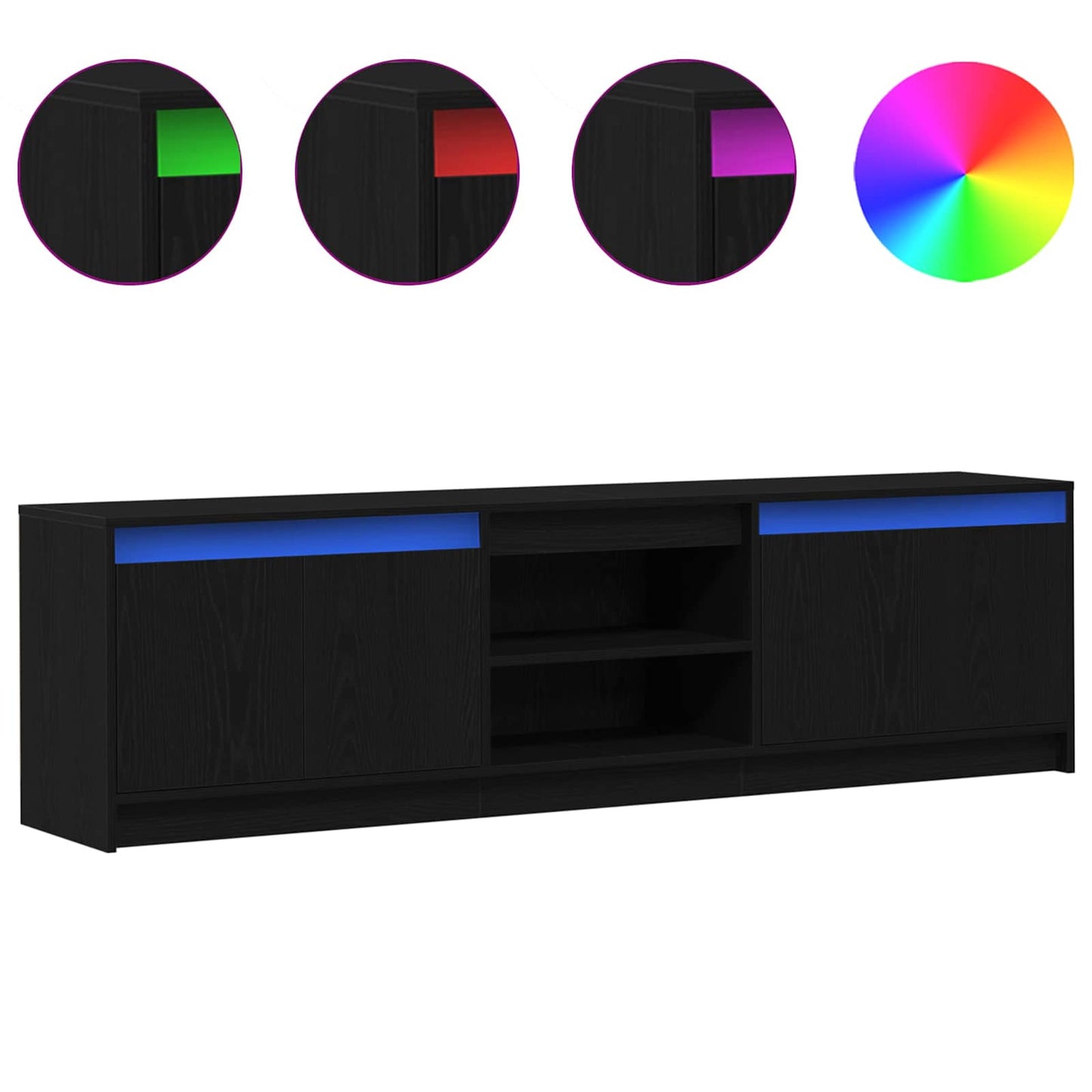 TV-Einheiten 2 pcs Schwarz 180 x 34 x 50 cm Holzwerkstoff